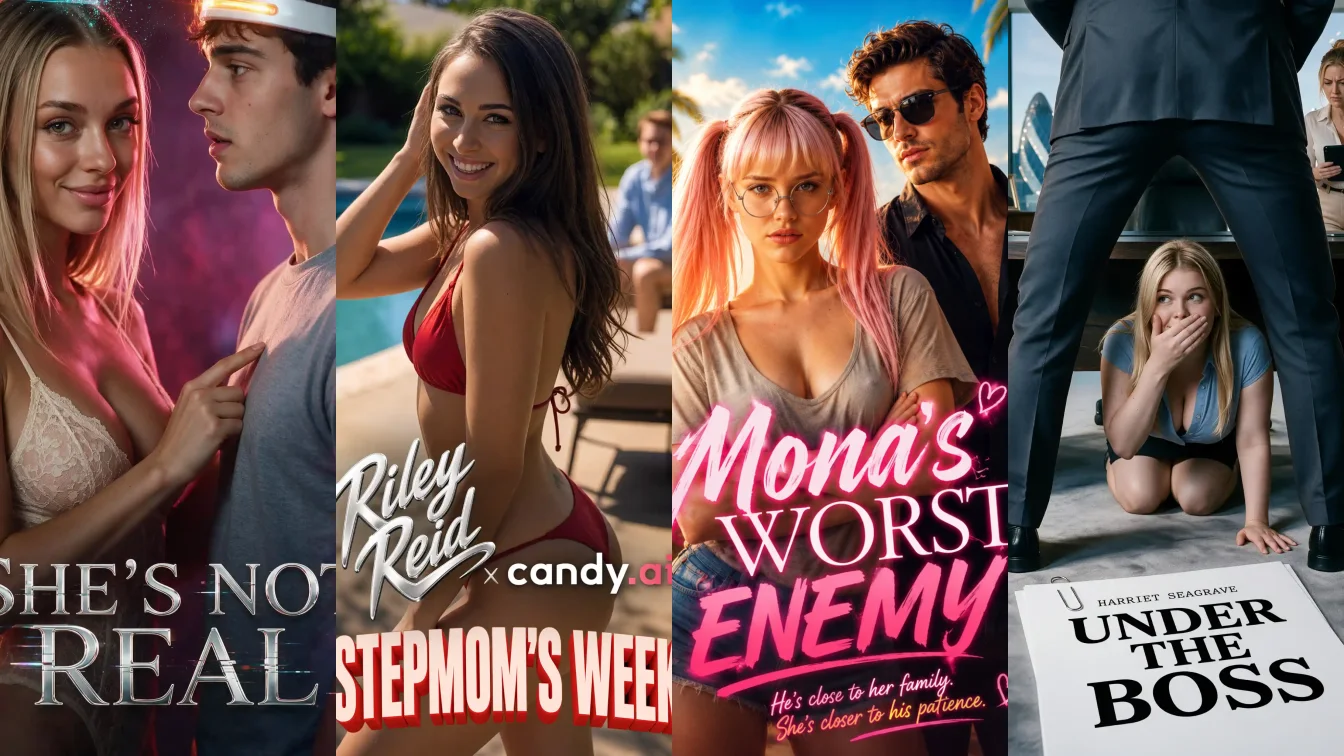 Poster wall of our best Candy AI Shorts series picks